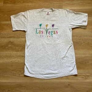 90s vintage Fruit of the Loom Las Vegas grey embroidered tee medium Authentic 90